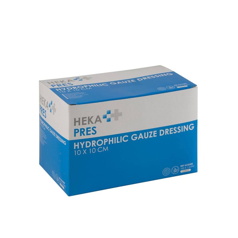 Heka pres compresses de gaze hydrophile, stérile, 12L, 10x10cm | 100pcs00pcs