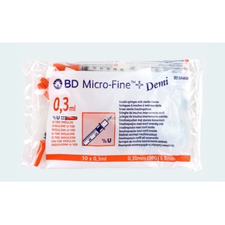 BD Micro-Fine insulinespuit + naald | 0,3ml + 30G x 8mm | 10st