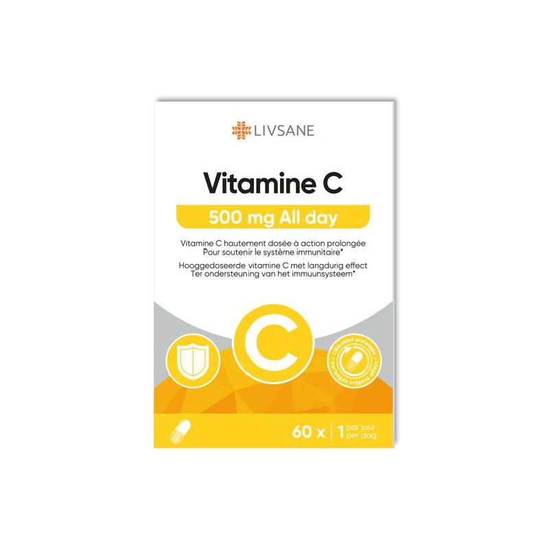 Livsane Vitamine C 500mg All Day | 60caps