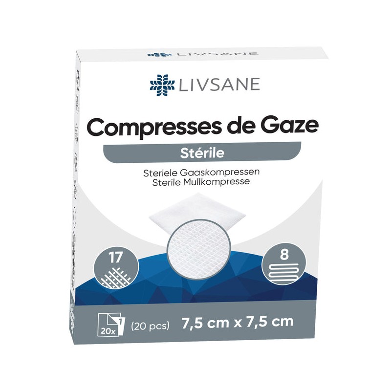 LIVSANE Steriele kompressen 7,5x7,5cm | 20st