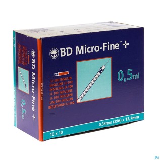 BD Micro-Fine Insulinespuit + naald | 0,5ml + 29G 1/2 | 100st