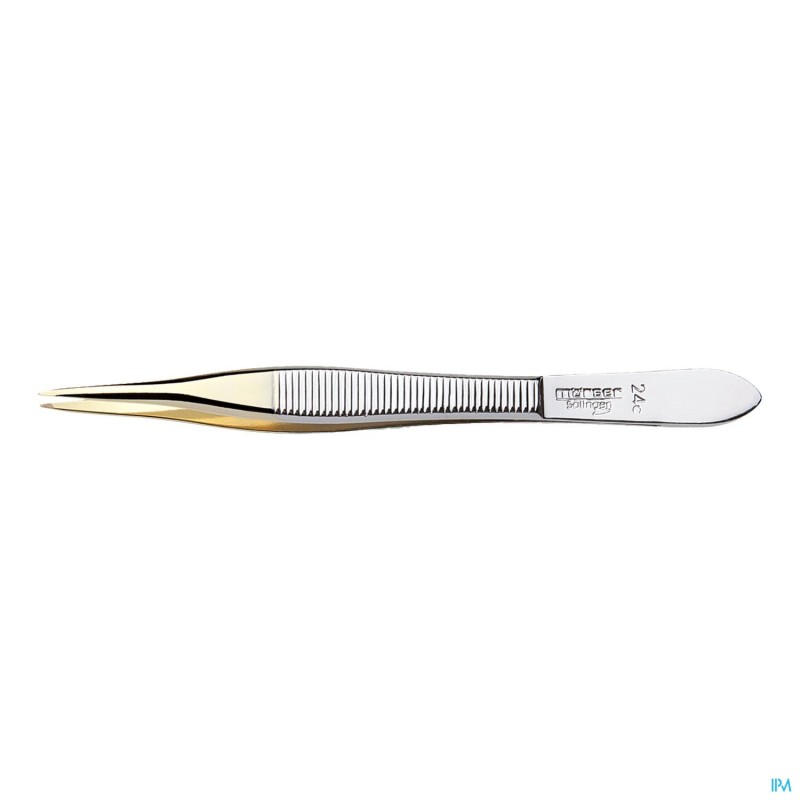 Mörser Pincet Nr. 24C, Naaldpunt, Verguld, 9cm | 1st Mörser Pincet Nr. 24C, Naaldpunt, Verguld, 9cm | 1st