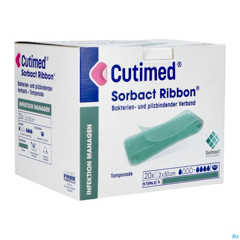 Cutimed Sorbact Ribbon Gaasstrook 2x50cm | 20st Cutimed Sorbact Ribbon Gaasstrook 2x50cm | 20st