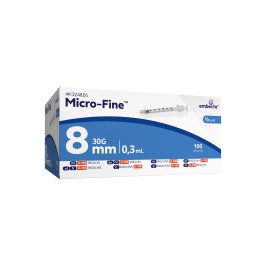 Micro-Fine insulinespuit + naald | 0,3ml + 30G x 8mm | 100st